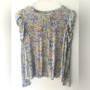 Maison d’ Amelia Paris Paisley long sleeve gathered puff shoulders blouse